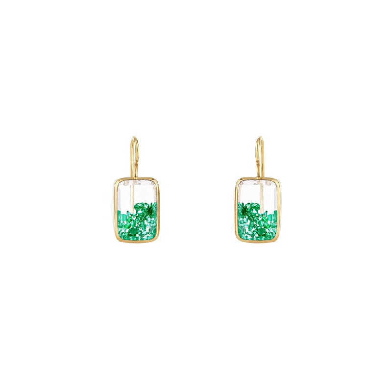 Beautiful Gold Earrings For Special Occasions-18 karat yellow gold Emerald Ten Fourteen Petite Earrings