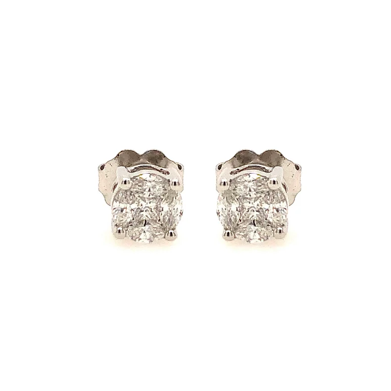 Simple Gold Earrings For Timeless Style-14k White Gold 0.32ctw Diamond Cluster Earrings