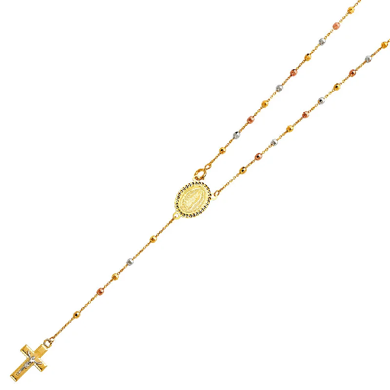 Silver Necklaces For Everyday Wear-14K DISCO BALL ROSARY NECKLACE