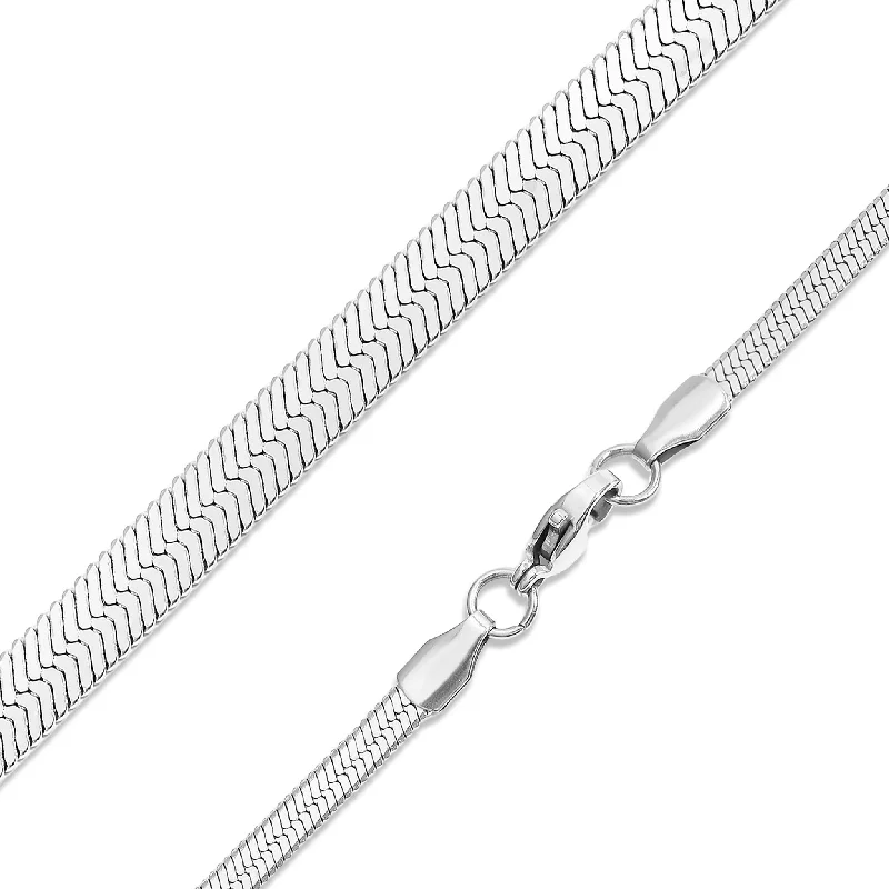 Trendy Crystal Necklaces For Casual Wear-Stainless Steel Herringbone Chain Necklace / CHN9770