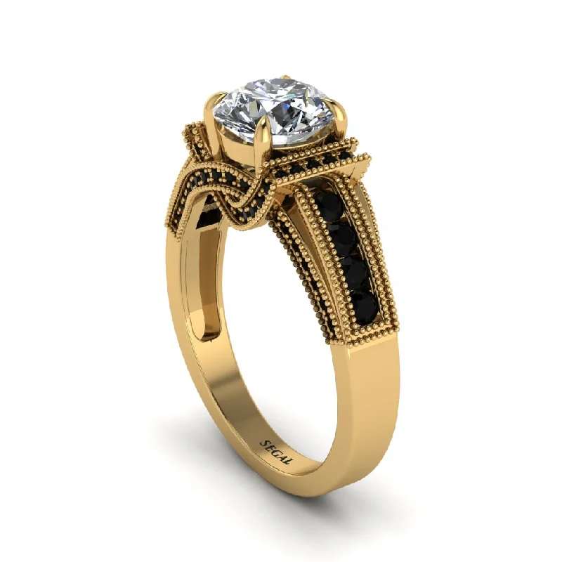 Custom Wedding Rings For Non-Traditional Brides-Diamond Eternal Embrace Milgrain Engagement Ring - Fernanda No. 31