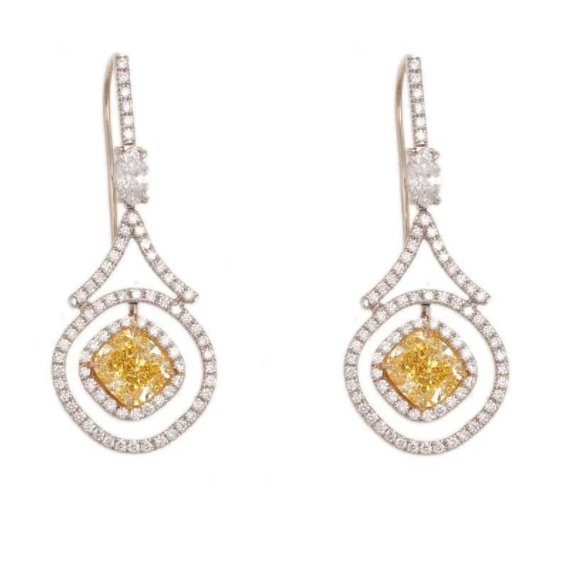 Chunky Hoop Earrings For Everyday Wear-Fancy Yellow Intense Diamond Drop Earrings