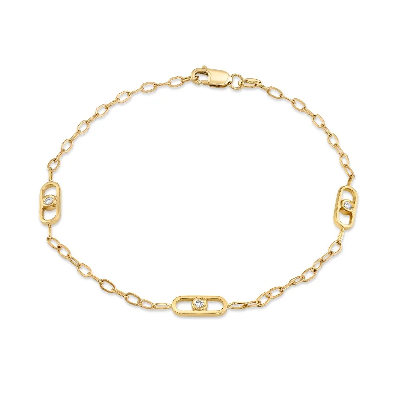 Bracelets For Fashion Jewelry-Yellow Gold Paperclip Diamond Bracelet