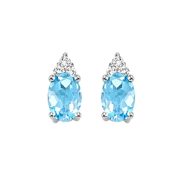 Affordable Hoop Earrings For Fashion Lovers-10K White Gold Blue Topaz Diamond Stud Earrings