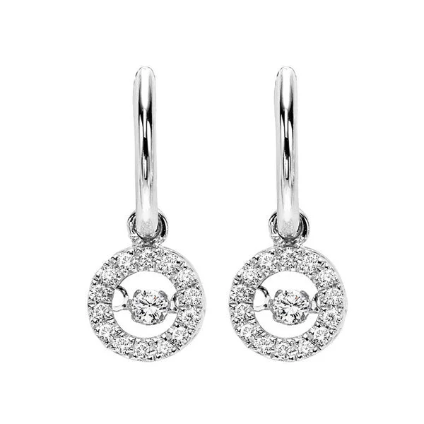 Round Hoop Earrings For Fashionistas-10K White Gold Diamond Rhythm Of Love Earrings