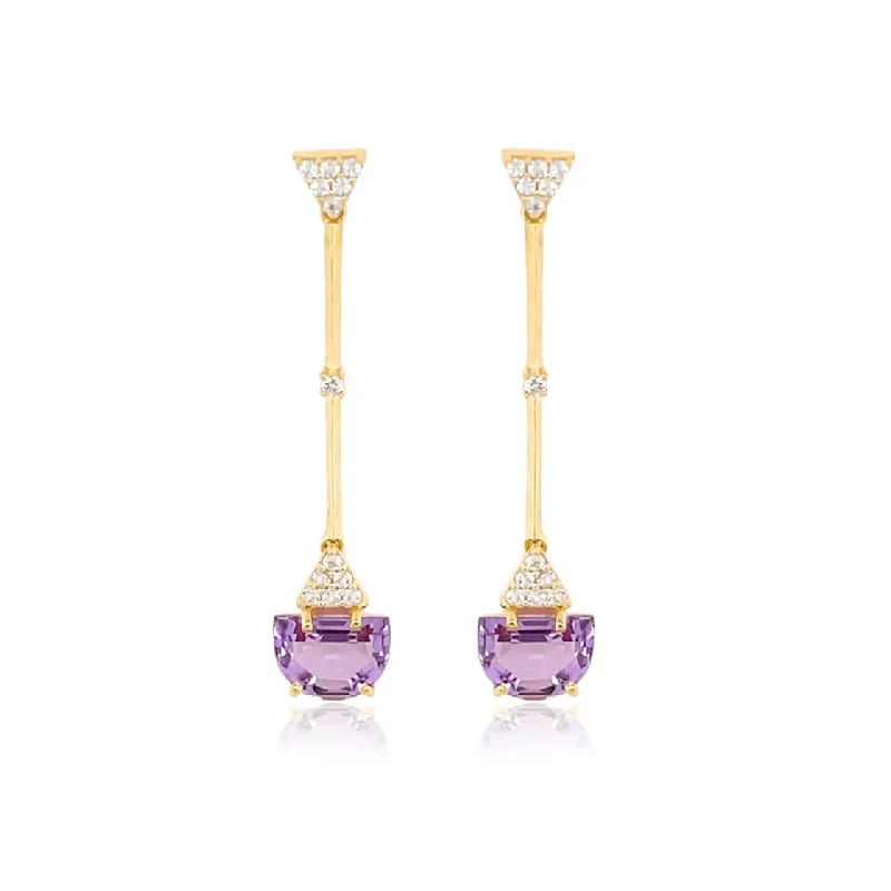 Beautiful Silver Earrings For Casual Wear-Amethyst & White Topaz Earrings