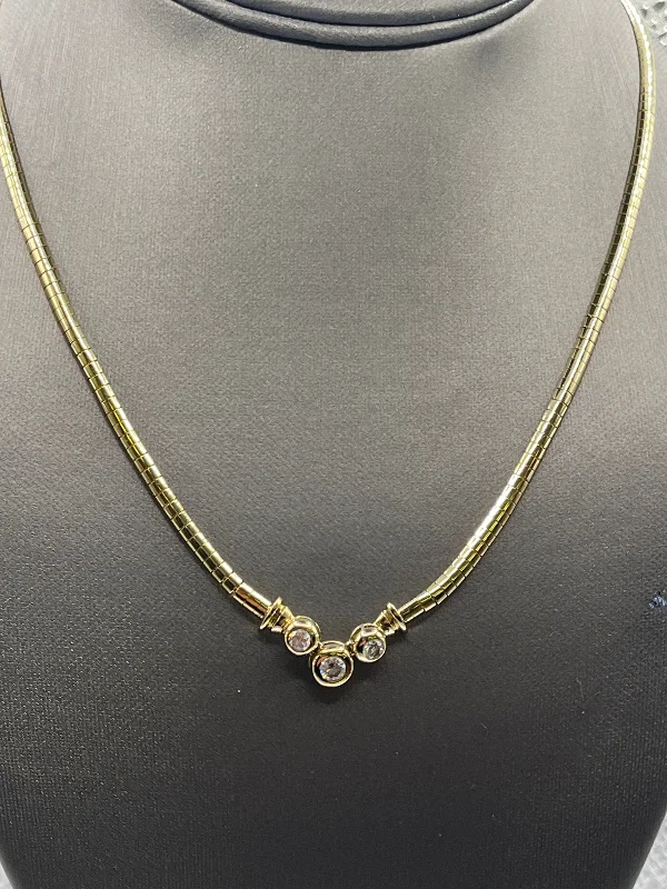 Silver Necklaces For Everyday Wear-Ladies 14 Karat Solid Yellow Gold Diamond Necklace