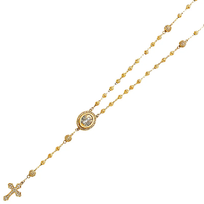 Elegant Gold Bead Necklaces For Bridesmaids-14K MOON BALL ROSARY NECKLACE