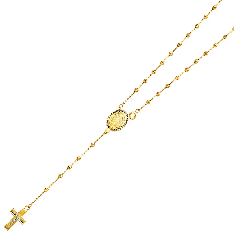 Layered Gemstone Necklaces For Beautiful Style-14K MOON BALL ROSARY NECKLACE