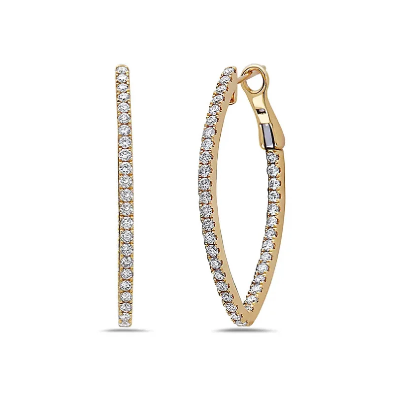 Hoop Earrings For Fashion Enthusiasts-Diamond V Hoop Earrings