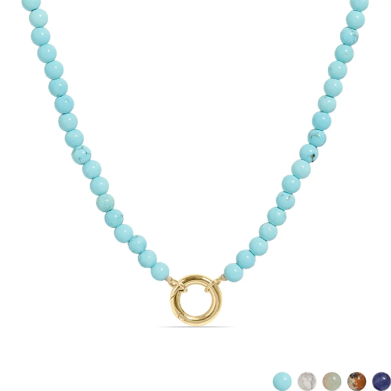 Fashionable Bar Necklaces For Chic Looks-Semi Precious Natural Stone Charm Keeper Necklace / SBB0305