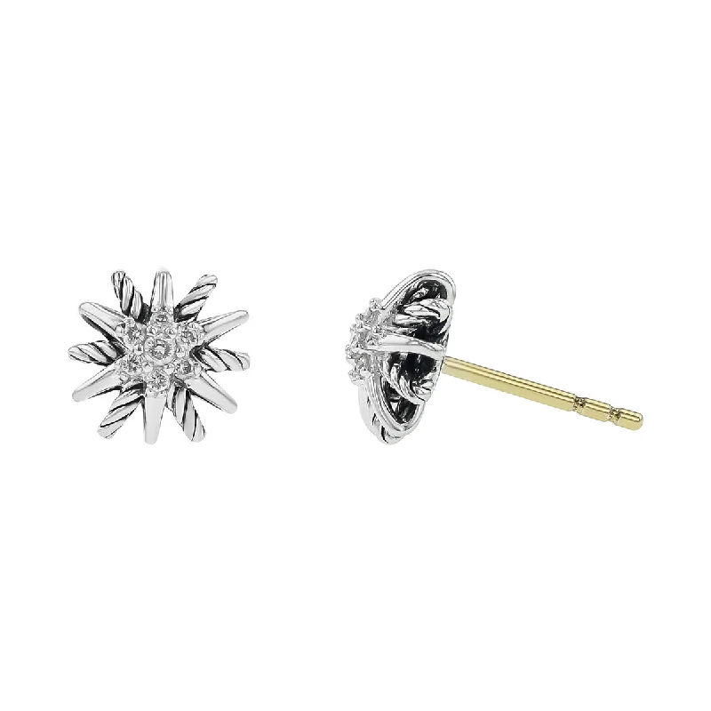 Sterling Silver Earrings For Sensitive Ears-David Yurman Starburst Stud Earrings with Diamonds