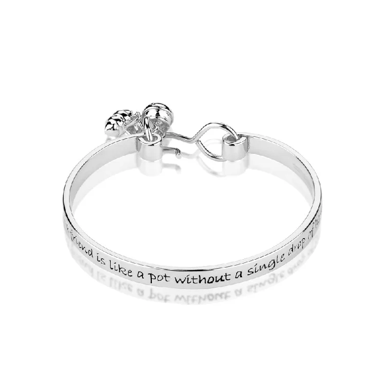 Bangles With Simple Designs-Disney White Gold Plated Winnie The Pooh 60mm Friendship Bangle