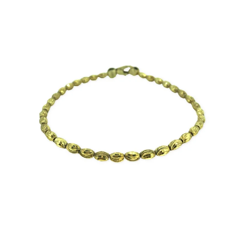 Bracelets For Statement Jewelry-YELLOW STERLING SILVER DIAMOND CUT FANCY LINK BRACELET