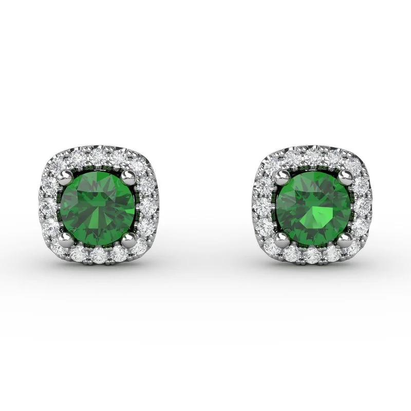 Stylish Dangle Earrings For Every Day-FANA Emerald and Diamond Stud Earrings ER1479E