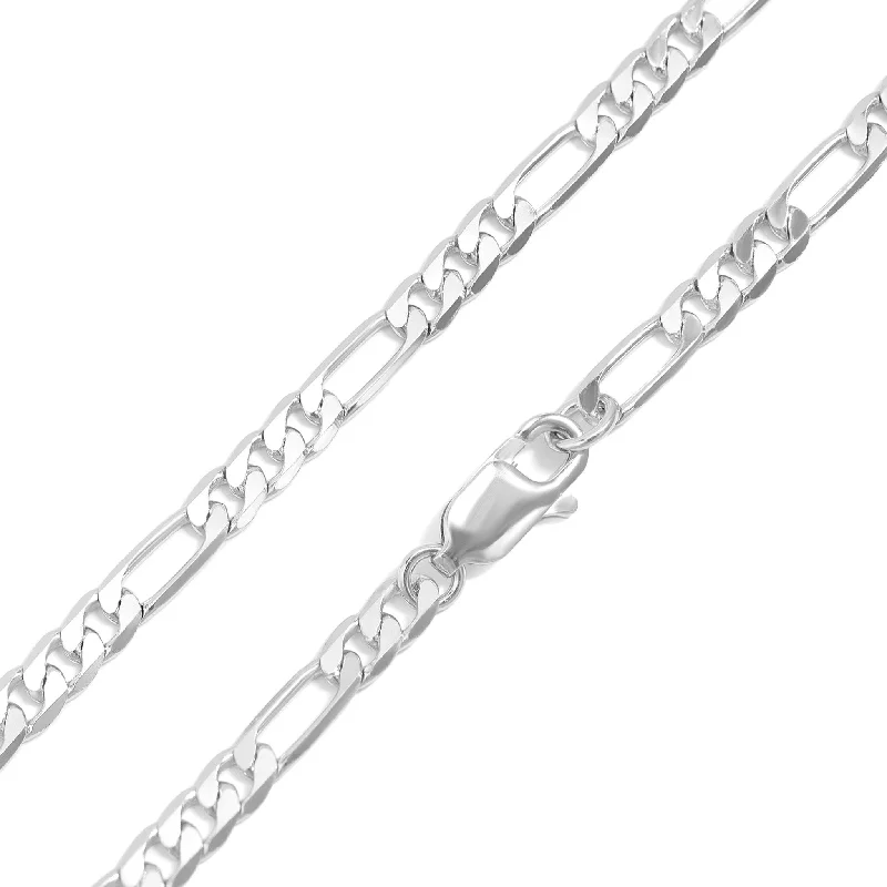 Statement Resin Necklaces For Bold Fashion-Sterling Silver Platinum Plated Diamond Cut Figaro Chain / SSC0001