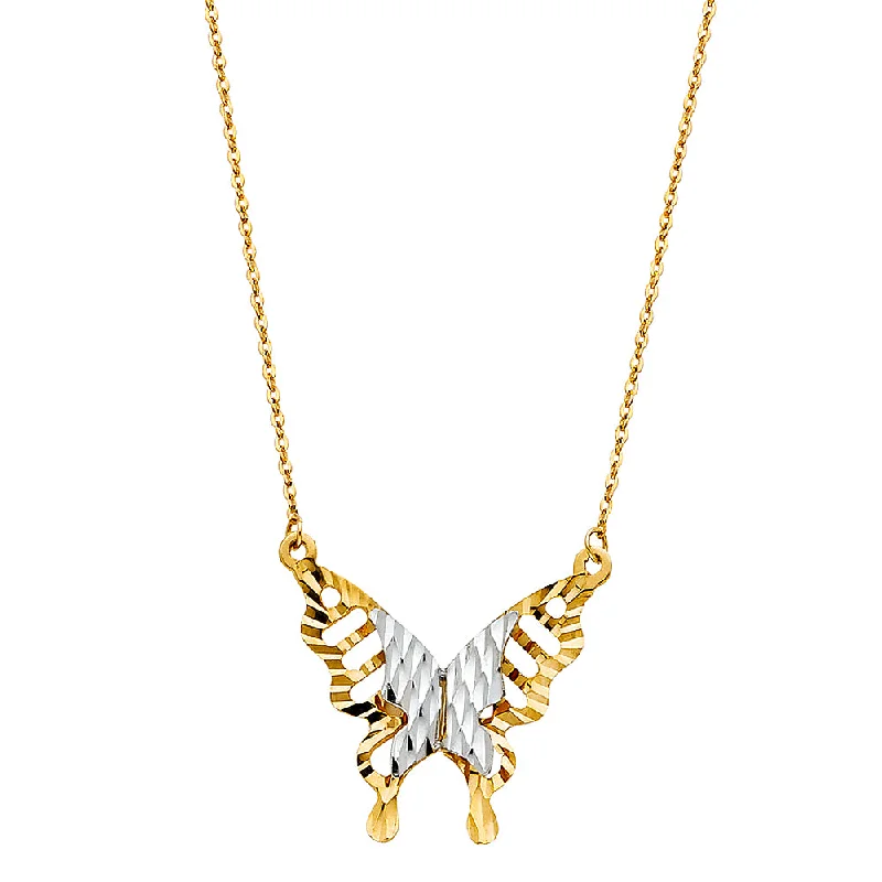 Trendy Gold Beaded Necklaces For Vibrant Looks-14K BUTTERFLY NECKLACE