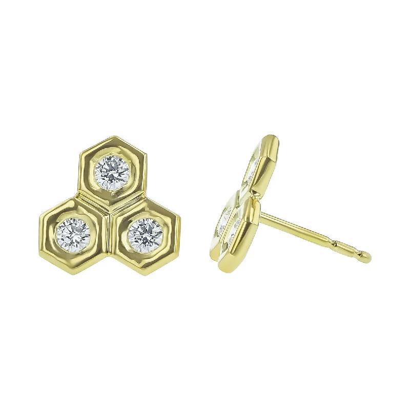 Large Pearl Earrings For Evening Look-Honeycomb Stud Earrings