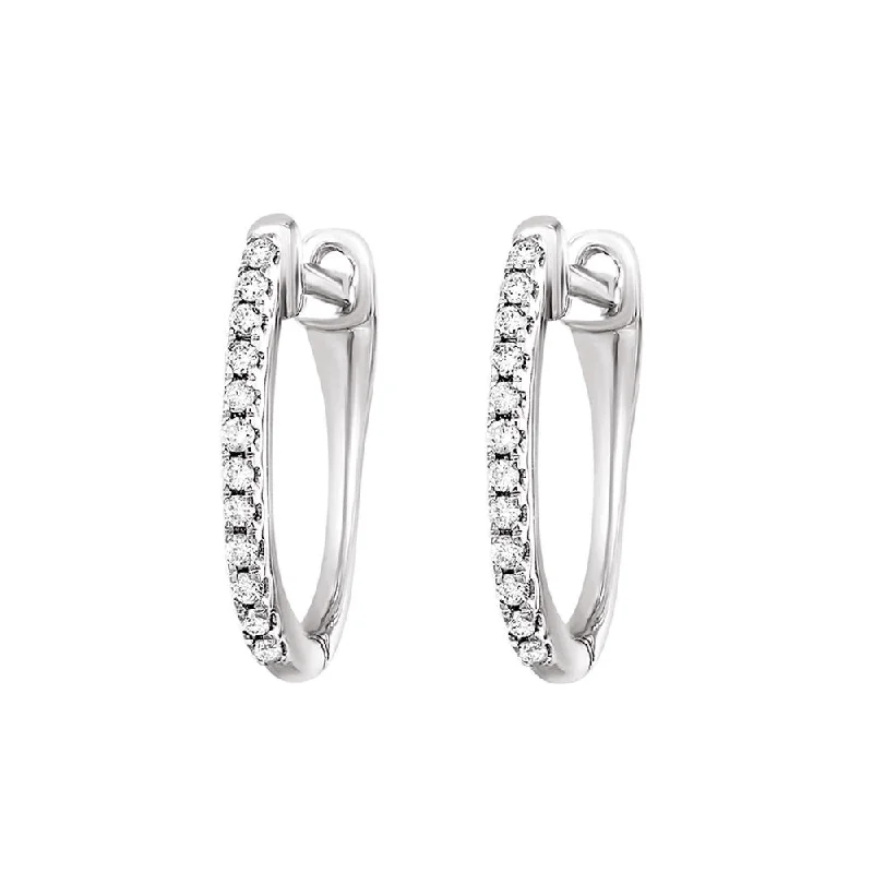 Affordable Hoop Earrings For Fashion Lovers-1/10 Diamond Huggie Earrings in 10 Karat White Gold