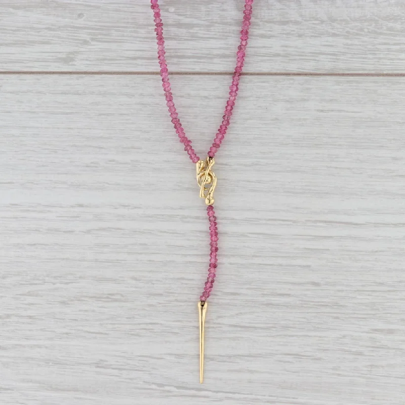 Sparkling Choker Necklaces For Parties-Pink Tourmaline Bead Lariat Necklace 18k Gold 16.5" Designer Nordstrom