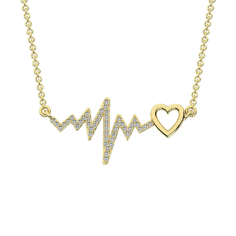 Minimalist Silver Chain Necklaces For Subtle Elegance-10K Yellow Gold 1/6 Ct.Tw. Diamond Heartbeat Necklace