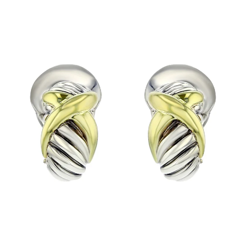 Classic Diamond Stud Earrings-David Yurman Cable X Crossover Hoop Earrings