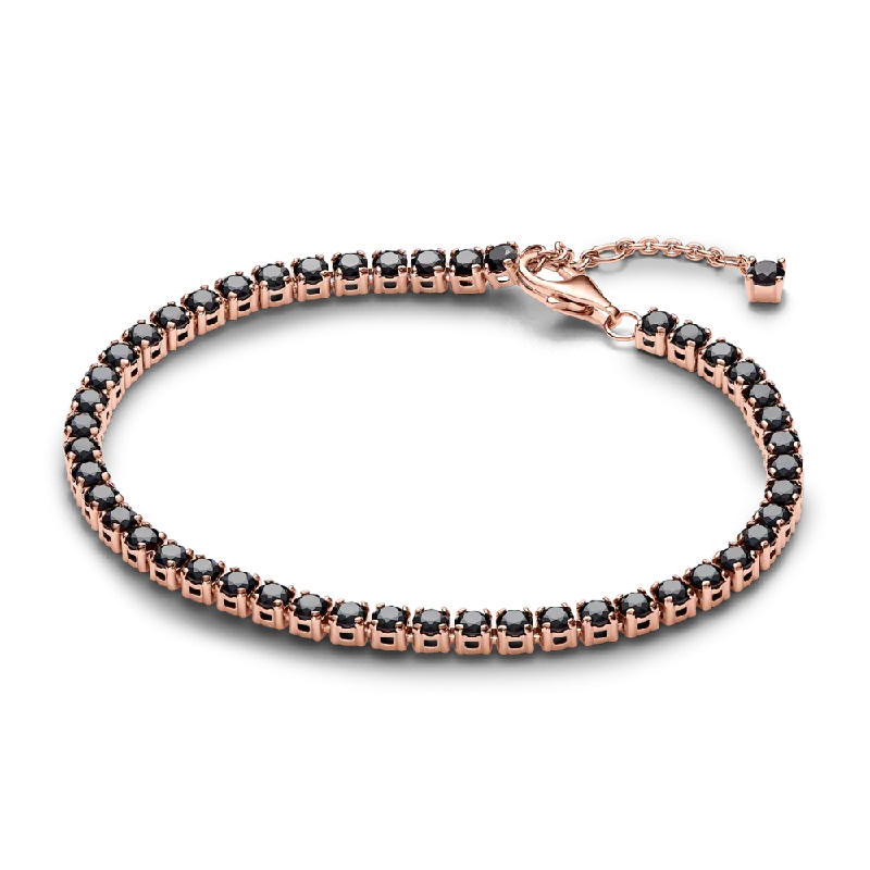 Bracelets With Luxe Touch-Black Sparkling Tennis Bracelet