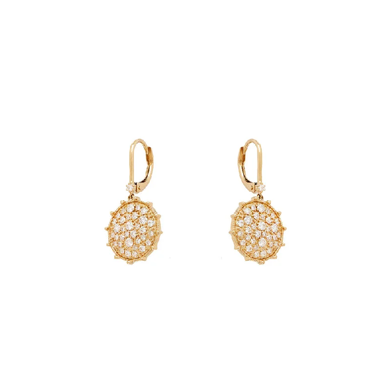 Trendy Dangle Earrings For Casual Look-18 Karat Yellow Gold Confetti earrings with White Diamonds