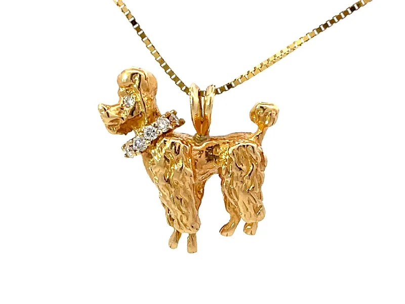 Custom Nameplate Necklaces For Personalized Style-14K Solid Gold Poodle Diamond Dog Necklace