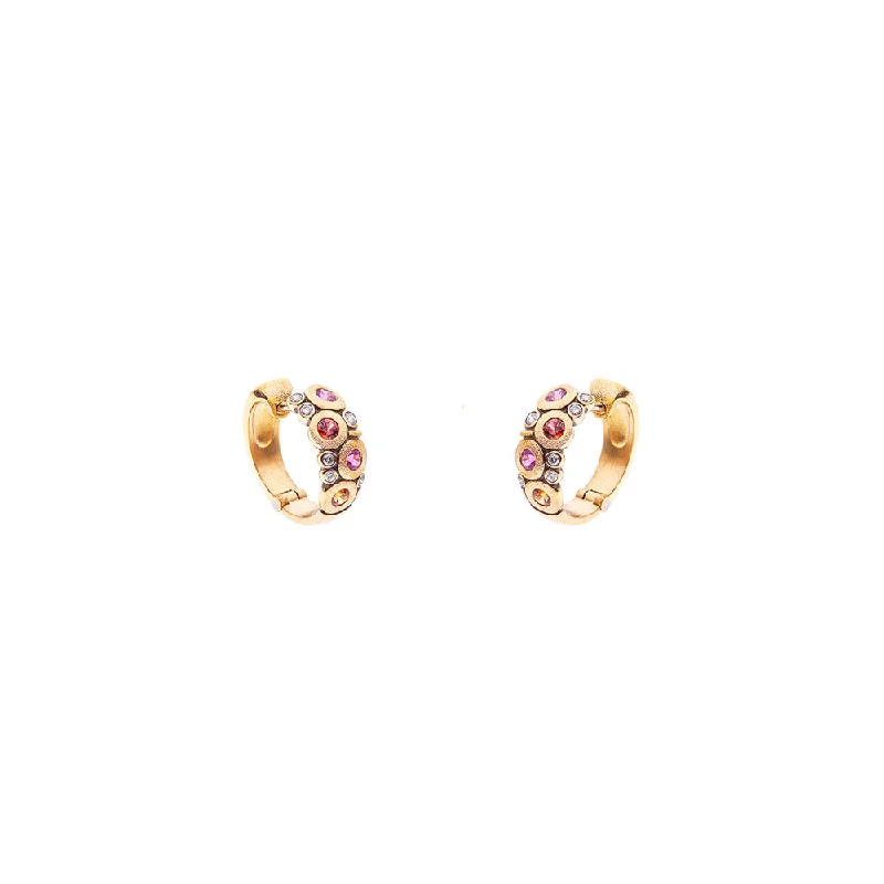 Stunning Drop Earrings For Evening Wear-18 Karat Yellow Gold Candy Huggy earrings with Sapphires and Diamonds