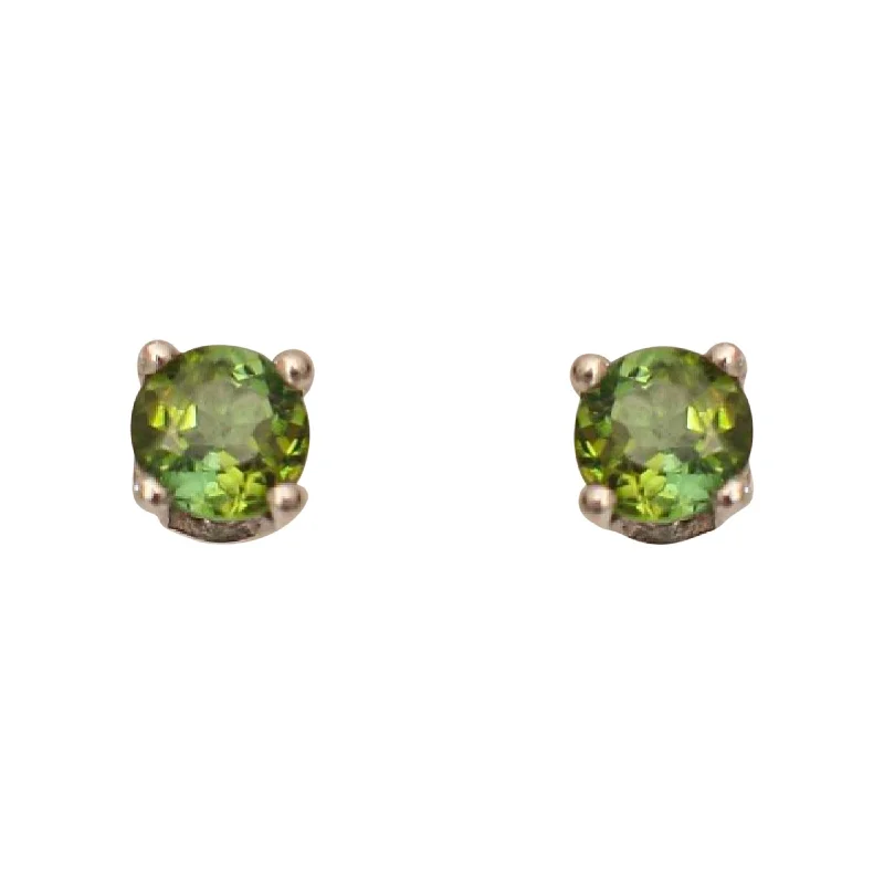 Large Statement Earrings For Fashion Lovers-White Gold Peridot Stud Earrings