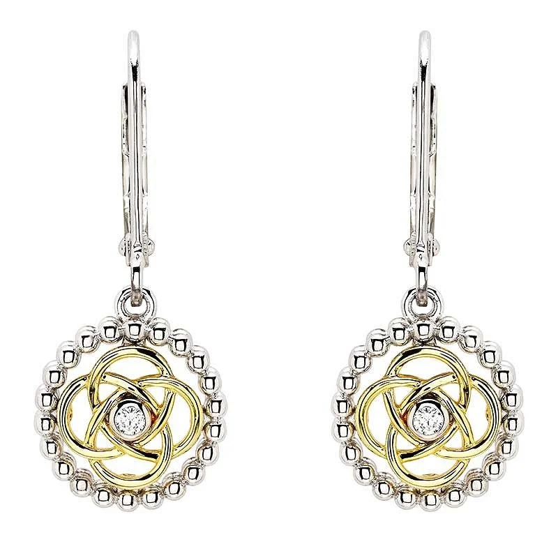 Fashion Crystal Earrings For Glamorous Looks-Sterling Silver CZ Celtic Knot Drop Earrings SE002SH