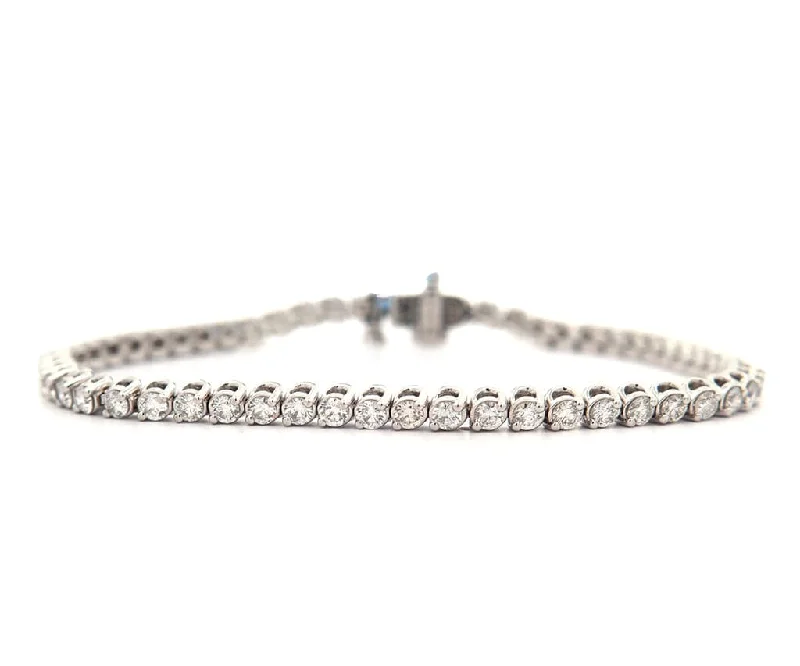 Bracelets For Everyday Wear-New 3.00ctw Round Diamond Prong Set Tennis Bracelet in 14K