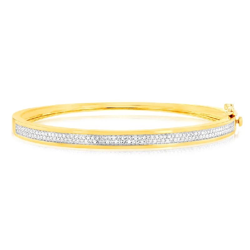 Bangles For Engagement Gifts-Luminesce Lab Grown 1/2 Carat Diamond Bangle in 9ct Yellow Gold