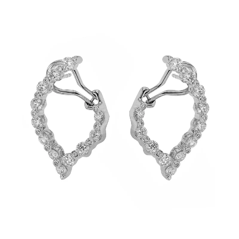 Sleek Silver Earrings For Daily Wear-Diamond Wishbone Classic Hoop Earrings