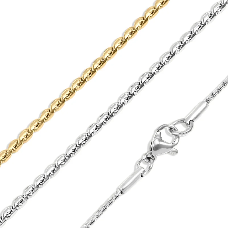 Elegant Gold Bead Necklaces For Bridesmaids-Stainless Steel Twisted Round Link Chain Necklace / CHN9962