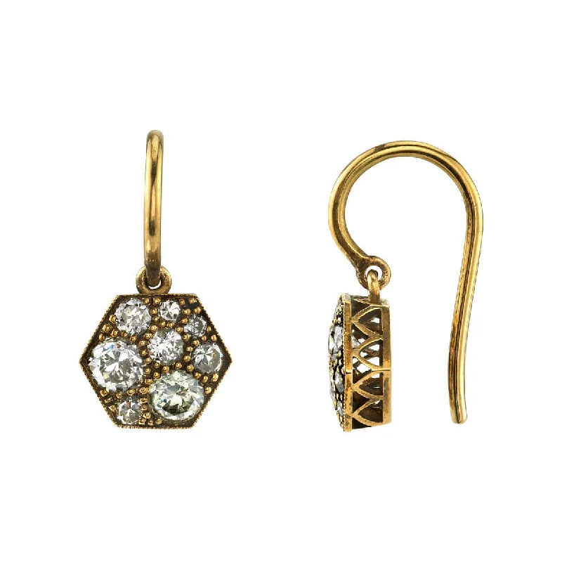 Classic Drop Earrings For Bridal Looks-HEXAGON COBBLESTONE DROPS