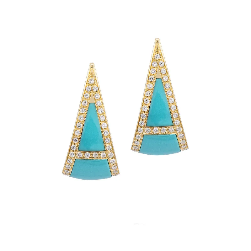 Pearl And Diamond Earrings For Special Days-Earrings with Diamonds and Turquoise