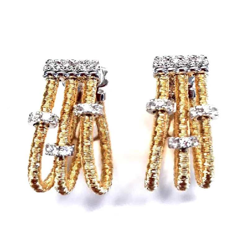 Gold Plated Earrings With Crystals-Diamond 3 Strand Earrings