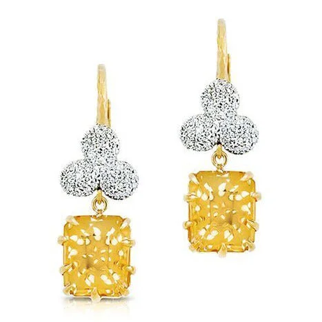 Cool Huggie Earrings For Modern Vibes-Citrine and Diamond Dangle Earrings