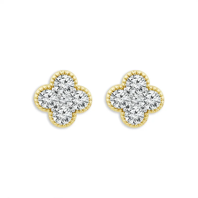 Vintage Inspired Earrings For Retro Lovers-1 1/2 Ctw Diamond Earrings in 10 Karat Yellow Gold