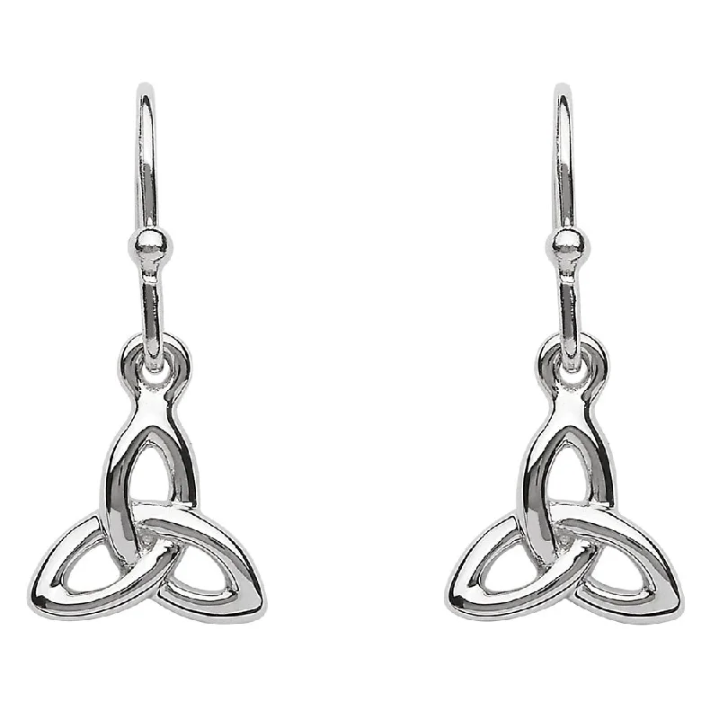 Vintage Crystal Earrings For Romantic Looks-Sterling Silver Celtic Trinity Knot Drop Earrings SE2202