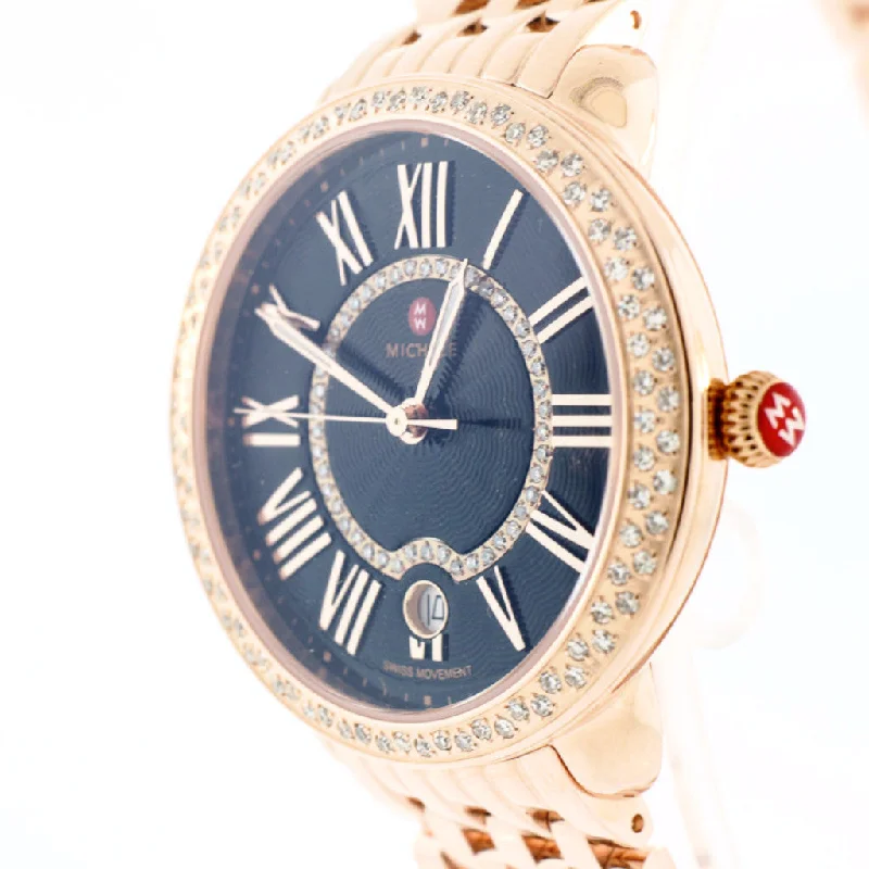 Watches For Religious Festivals-Serein 16 Diamond Rose Gold, Black Diamond Dial Watch