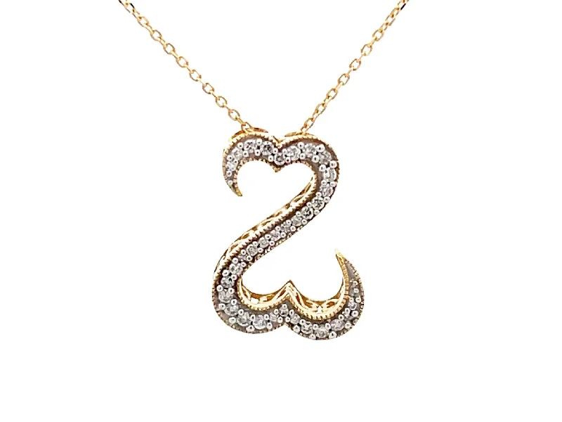 Personalized Long Necklaces For Custom Gifts-Diamond Double Open Heart Necklace in 14k Yellow Gold