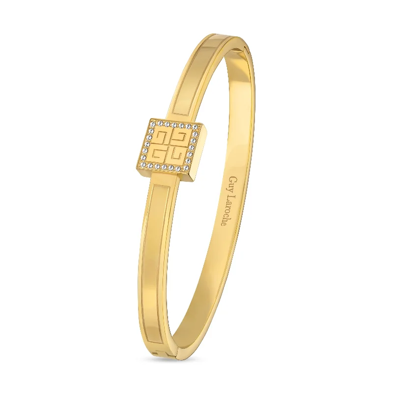 Bangles With Round Designs-Women Eva Yellow Gold Plated Bangle