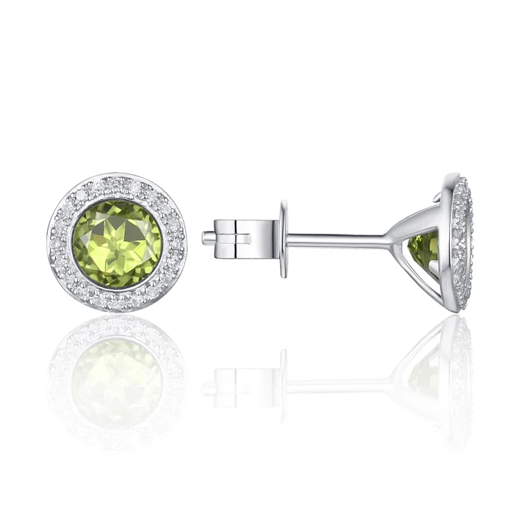 Fashion Crystal Earrings For Glamorous Looks-Luvente PERIDOT 14K GOLD EARRINGS E01483-PDT