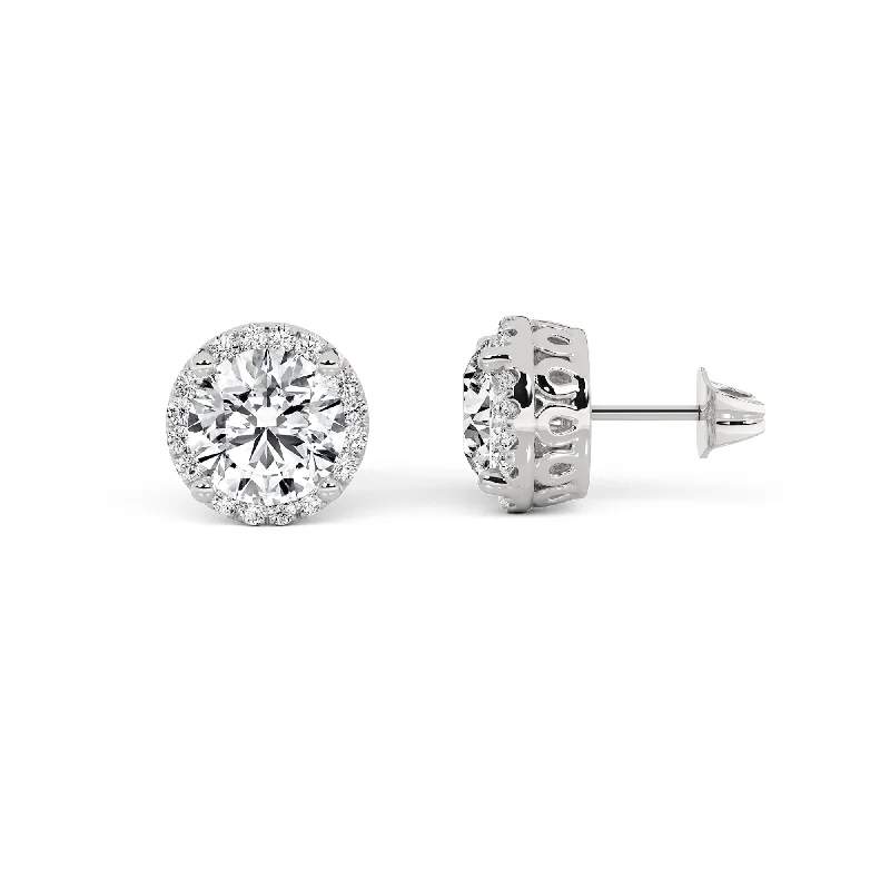 Bold Acrylic Earrings For Statement Style-Above Love Star Lab Grown Diamond Halo Earrings in White Gold (2 3/8 Ctw)