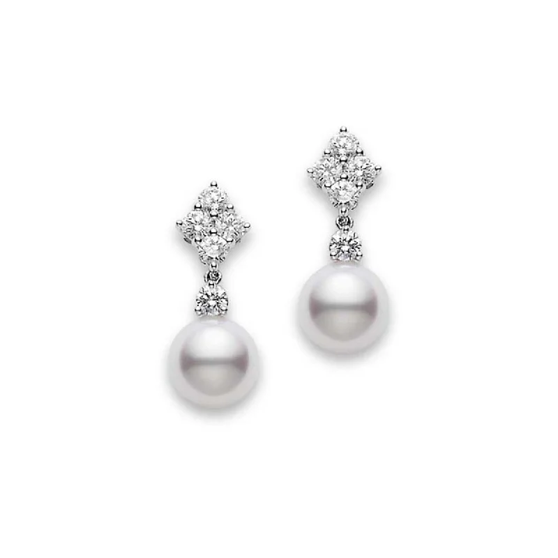 Pearl Drop Earrings For Weddings-Classic Elegance Akoya Cultured Pearl Drop Earrings