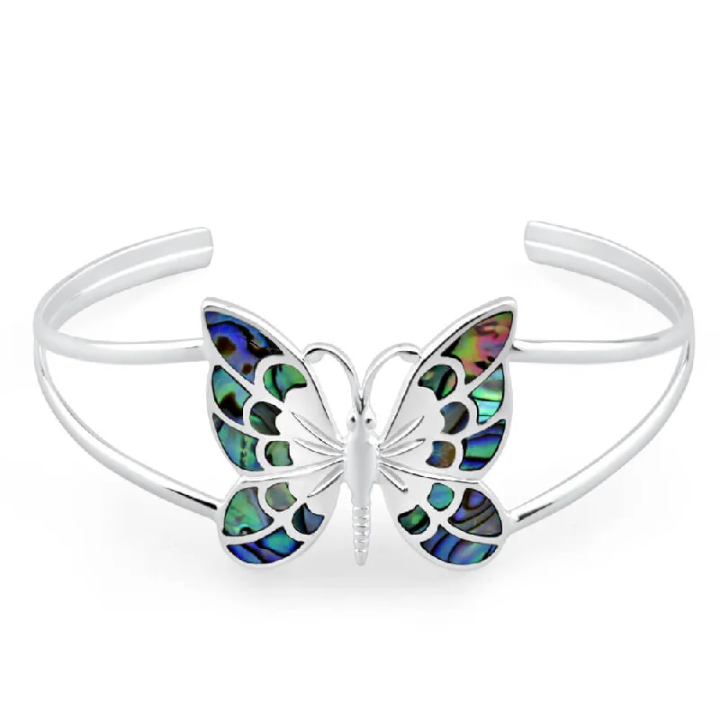 Bangles With Vintage Designs-Sterling Silver Shell Butterfly 60mm Bangle