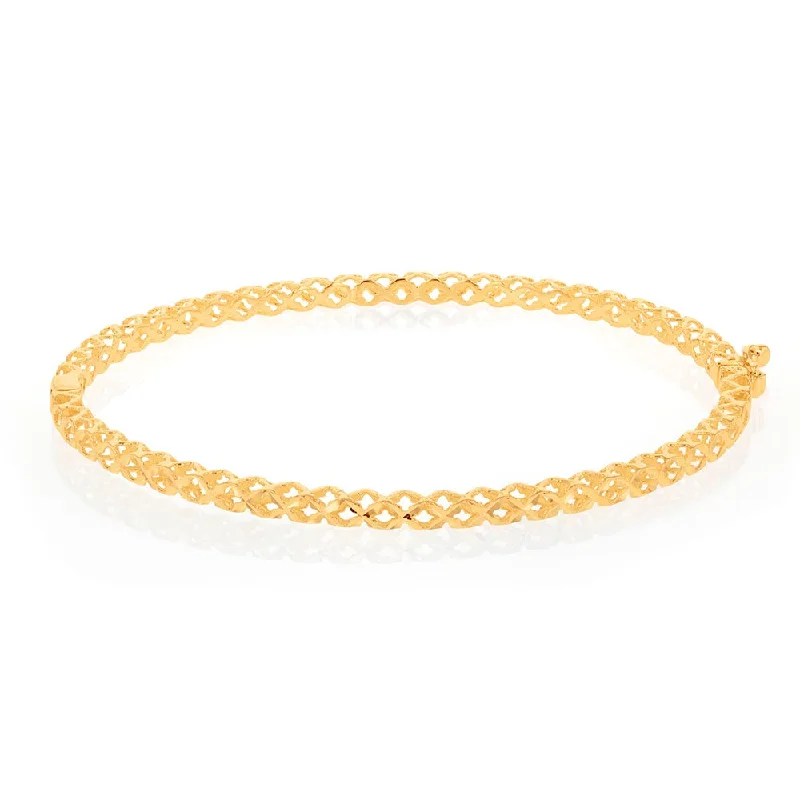 Bangles With Personalized Touch-9ct Yellow Gold Fancy Diamond Cut 65mm Bangle